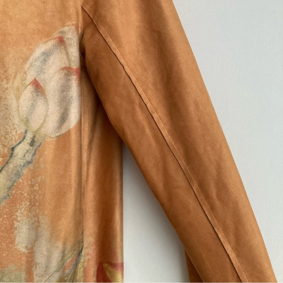 Soft Surroundings Orofino Faux Suede Open Front Watercolor Duster Jacket, Sz L - Picture 10 of 16